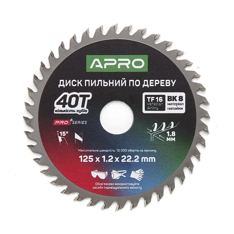 APRO PRO Диск пильний по дереву 125х22.2 мм 40Т