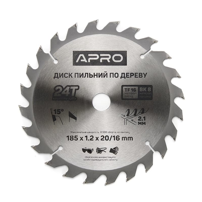 APRO Диск пильний по дереву 185х20(16)х24Т