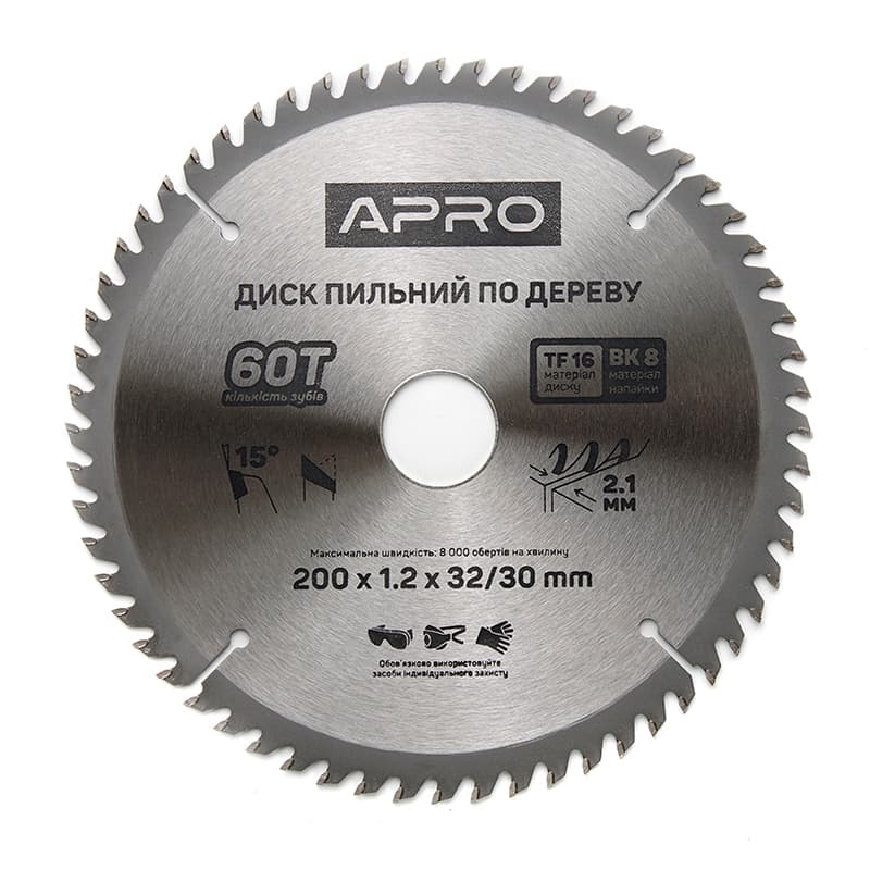APRO Диск пильний по дереву 200х32(30)х60Т