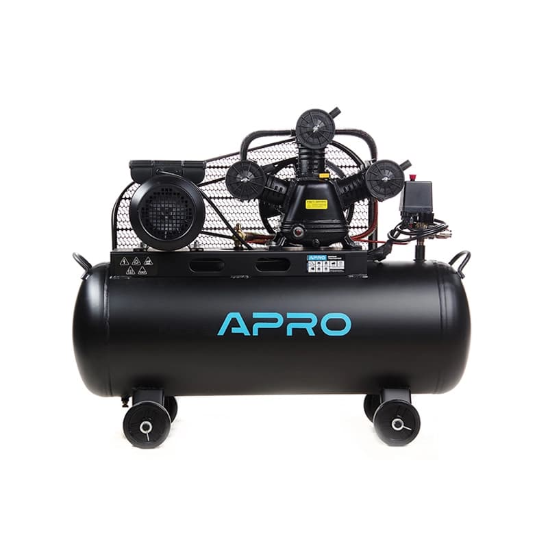 APRO Компресор трьохциліндровий пасовий OFBD-100X 8 Бар 3.0 кВт 530 л/хв 100 л (2 крана) + Олива 0,8