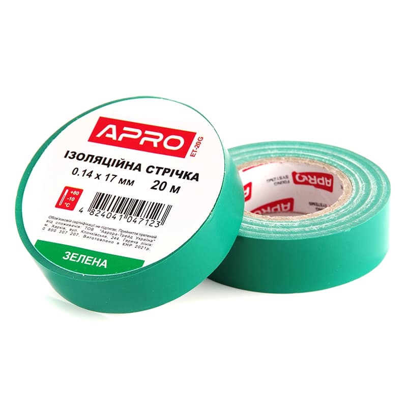 APRO Ізоляцiйна стрiчка  зелена 0.14х17 мм 20 м