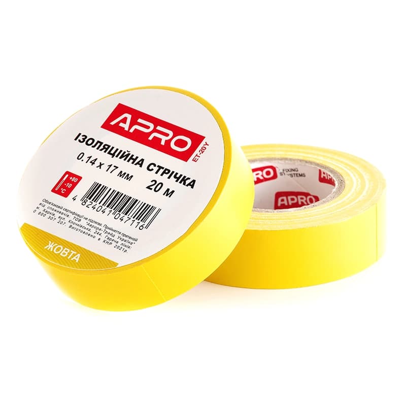 APRO Ізоляцiйна стрiчка  жовта 0.14х17 мм 20 м