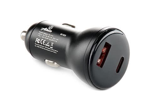 12 ATELIE Автомобільний зарядний пристрій USB/Tipe-C (12 / 24V - 5V 3A) чорний