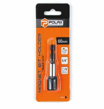 POLAX Магнітний тримач для насадок і біт 60мм (1 шт.) Quick Lock 6150CRV