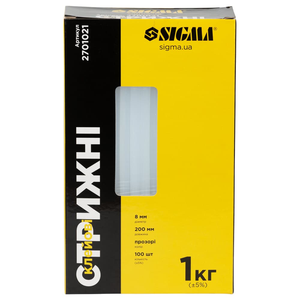 SIGMA Стержні клеєві  Ø8×200мм 100шт 1кг (прозорі)