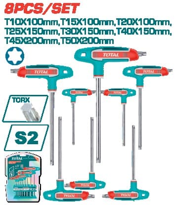 TOTAL Набір ключів Torx з Т-подібною ручкою, 8 шт