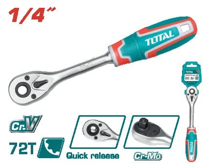 TOTAL Ключ із храповим механізмом для торцевих головок, 1/4" 72Т