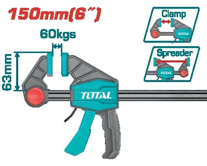 TOTAL Струбцина швидкозажимна, 150 мм Industrial