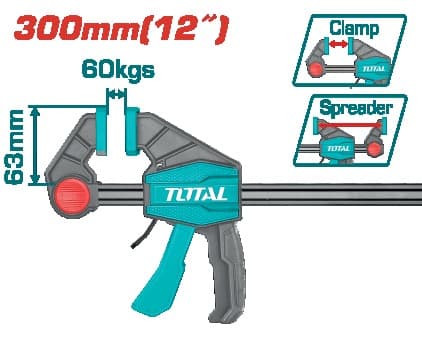 TOTAL Струбцина швидкозажимна, 300 мм Industrial