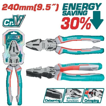 TOTAL Плоскогубці комбіновані 240 мм силові +30% Cr-V Industrial Total