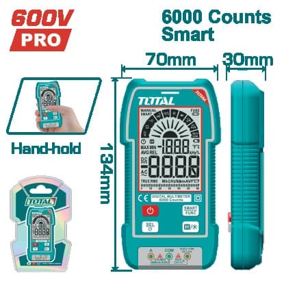 TOTAL Мультиметр цифровий 600V 6000 од