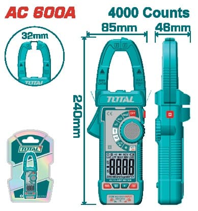 TOTAL Цифровий вимірювач струму типу AC 400A 600A