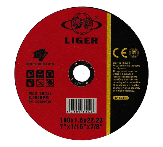 LIGER Круг відрізний абразивний 180*1.6*22.23мм