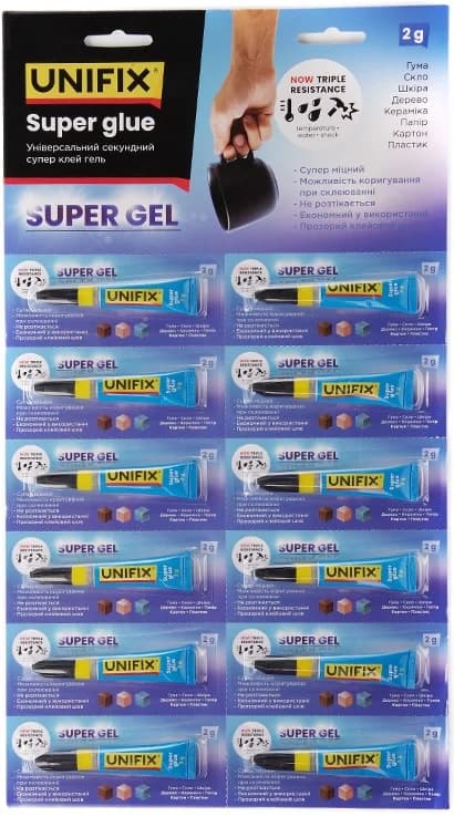 UNIFIX Супер клей гель 2 г (планшет 12 шт.)