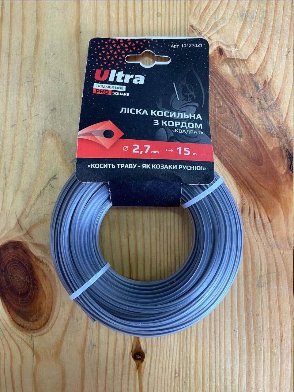 VIKING Косильна струна (ліска) армована "Квадрат з кордом"  Ø2,7мм*15м.
