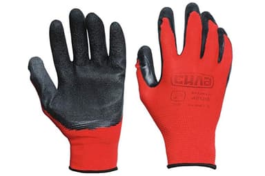 СИЛА Рукавички з спіненим латексним покриттям р10 (червоний + чорний)