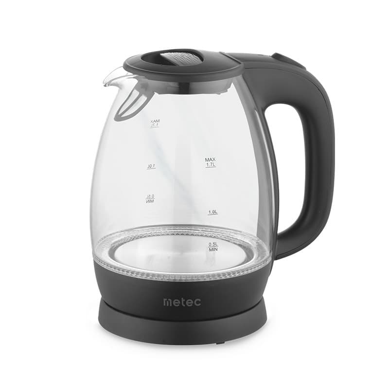 METEC Електрочайник EK-03GB 1.7л, 1850-2200Вт, корпус скло, чорний