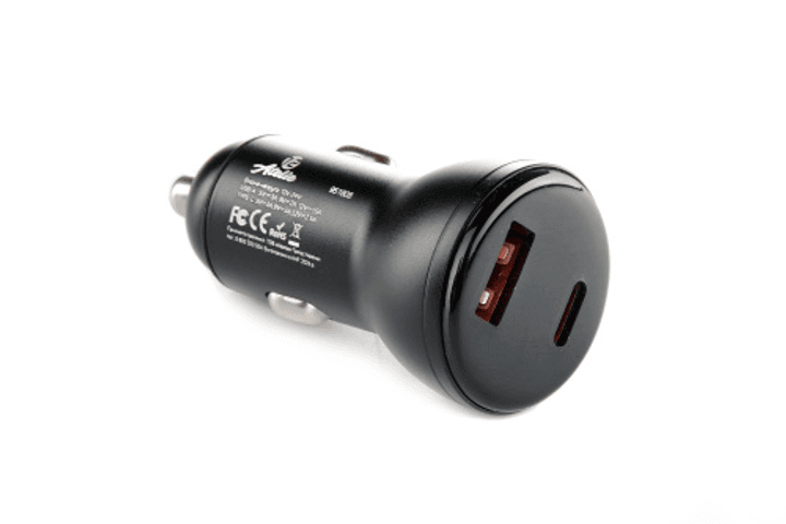 Автомобільний зарядний пристрій USB/Tipe-C (12/24V - 5V 3A) чорний 12 Atelie