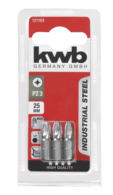 Біта з індустріальної стали PZ3, 25мм, 3шт, KWB (121103)