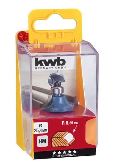 Фреза четвертна з опорним підшипником 25,4 мм, R6.35, KWB (756320)