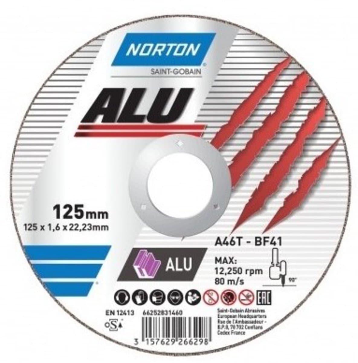 Диск відрізний по алюмінію "NORTON-Alu" A46N; Ø= 230/22,2 мм, t= 1,9 мм