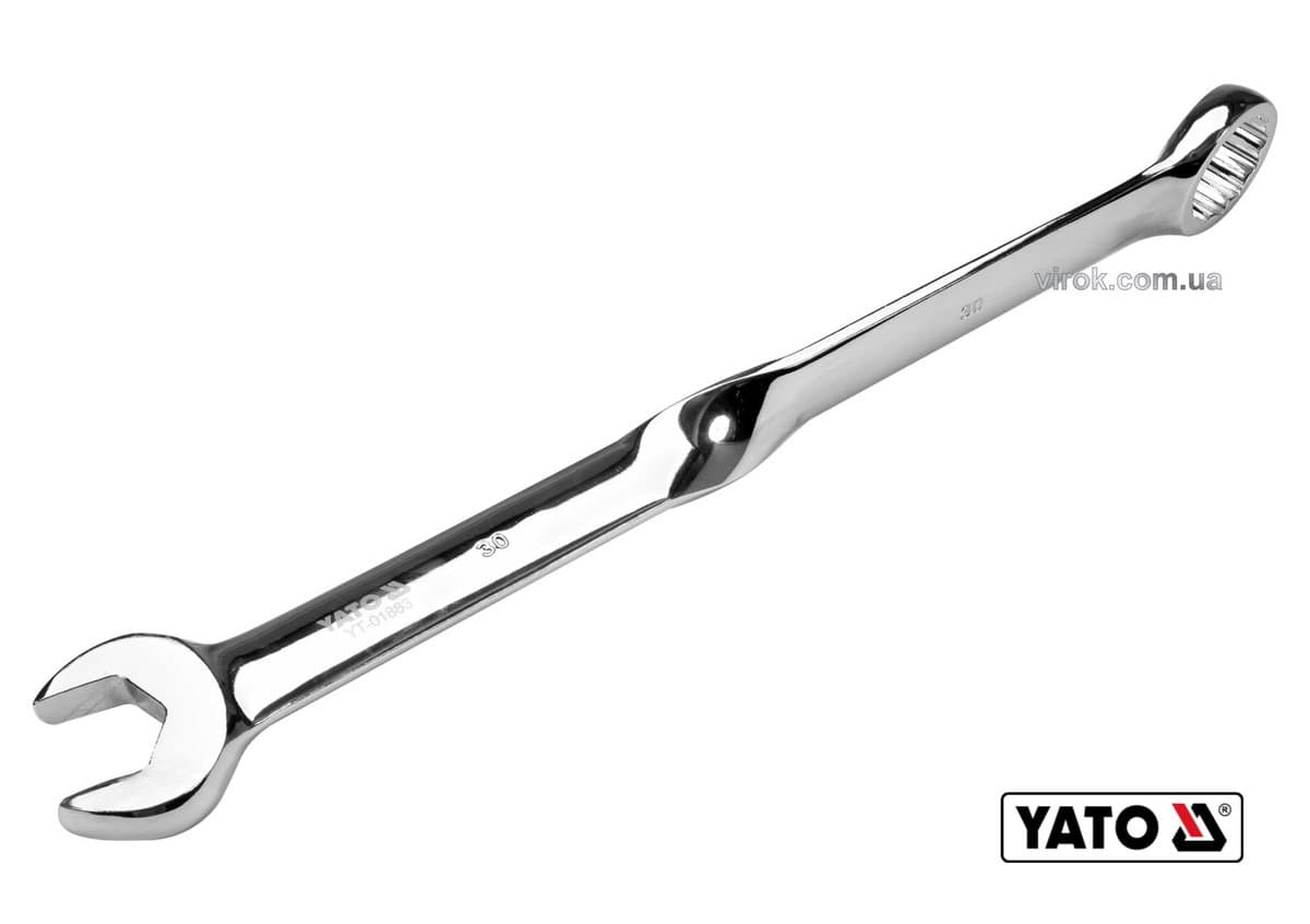 Ключ ріжково-накидний, кручений 90° YATO : М= 30 x 398 мм, Cr-V(DW)