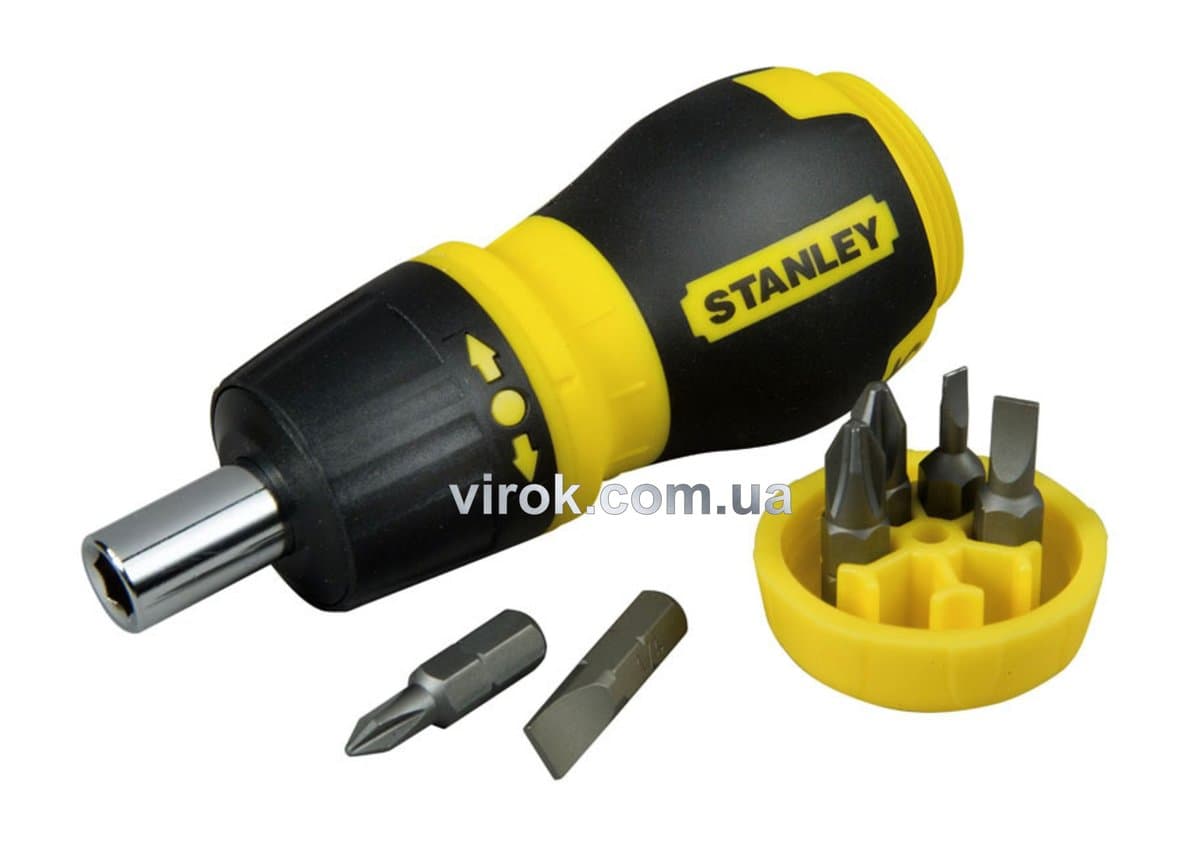 Викрутка реверсивна STANLEY "Multibit Stubby" : магнітний тримач, насадки 6 (Компл .7 Шт.)