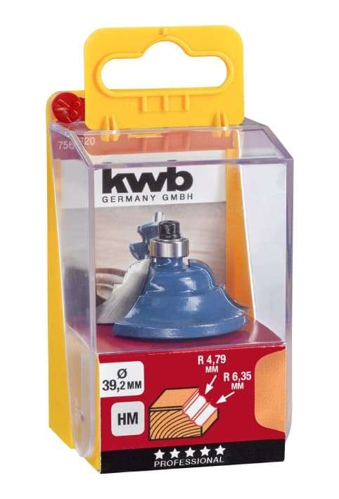Фреза фігурна профільна з опорним підшипником 39,2 мм, R4.79/6.35, KWB (756720)