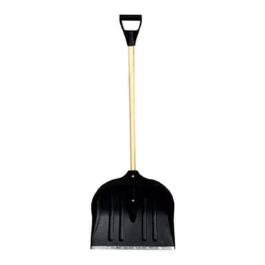Лопата для снігу/зерна пластикова з оцинкованою планкою Standard 395×395мм з дерев'яним держаком (чорна) GRAD (5046565)
