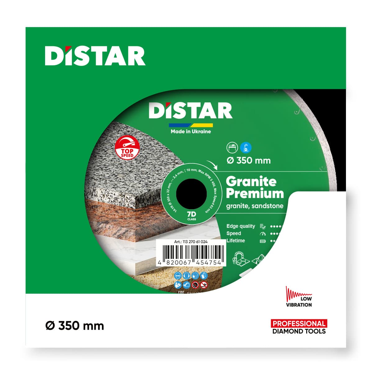 Круг алмазний вiдрiзний 1A1R 350x2,4x10x32 Granite Premium