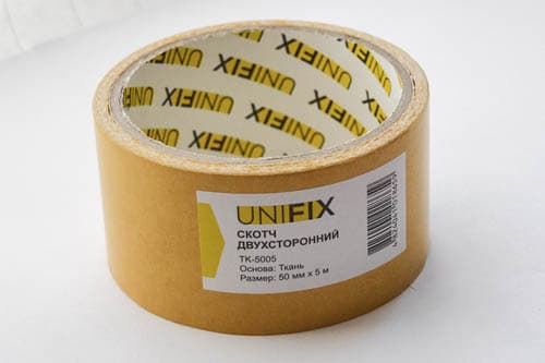 Стрічка клейка двостороння на тканинній основі 50мм*5м UNIFIX