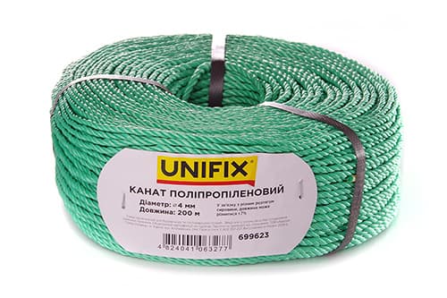 Канат поліпропіленовий 4мм 200м UNIFIX