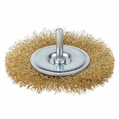 Щітка дротяна дископодібна Ø100мм хвостовик Ø6мм (латуньована) GRAD (9032105)