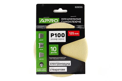 Коло шліфувальне стеаратове покриття (на липучці) 125мм Р100 APRO