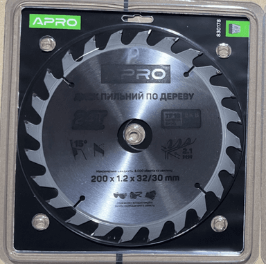 Диск пильний по дереву 200х32(30)х24Т APRO