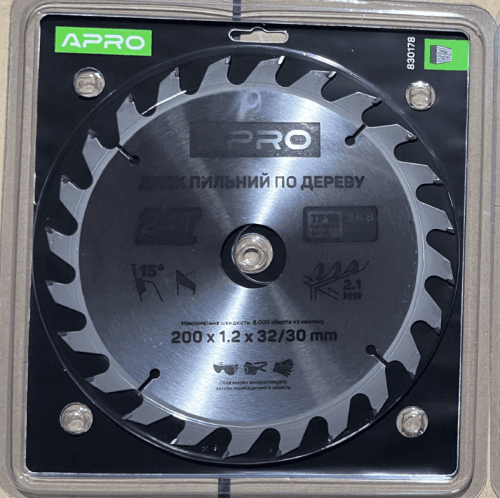 Диск пильний по дереву 200х32(30)х24Т APRO