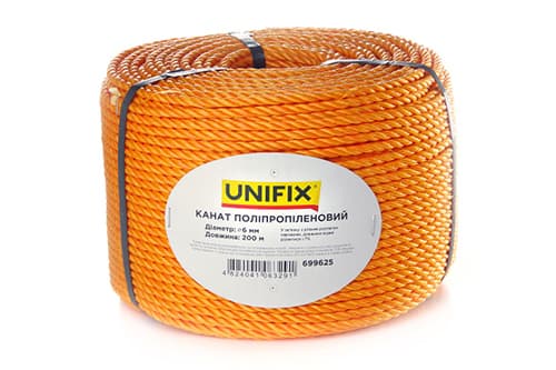 Канат поліпропіленовий 6мм 200м UNIFIX