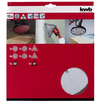 Набір шліфувального паперу 225 мм, 15 шт, до TE-DW 225 X, KWB (491065)