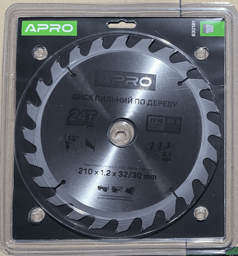 Диск пильний по дереву 210х32(30)х24Т APRO