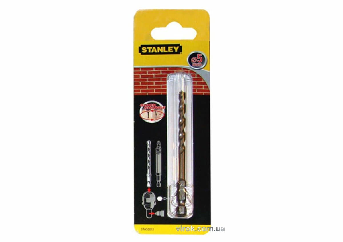 Свердло по цеглі STANLEY SuperLock : Ø= 5 x 180 /50 мм. хвостик HEX- 1/4"