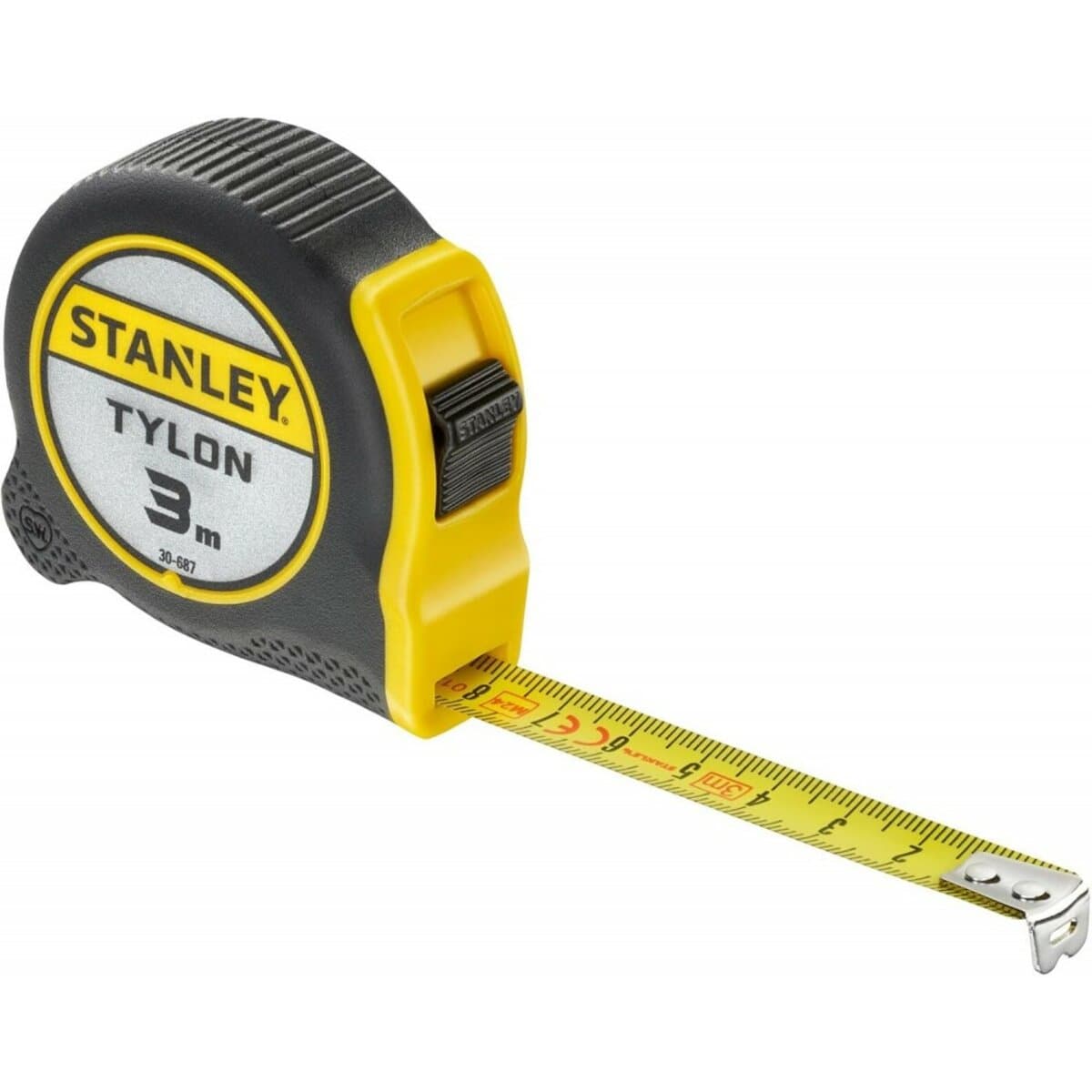 Рулетка STANLEY "Tylon" : 3 м х 12,7 мм. ергономічний корпус пластик + еластомер, Tylon покриття