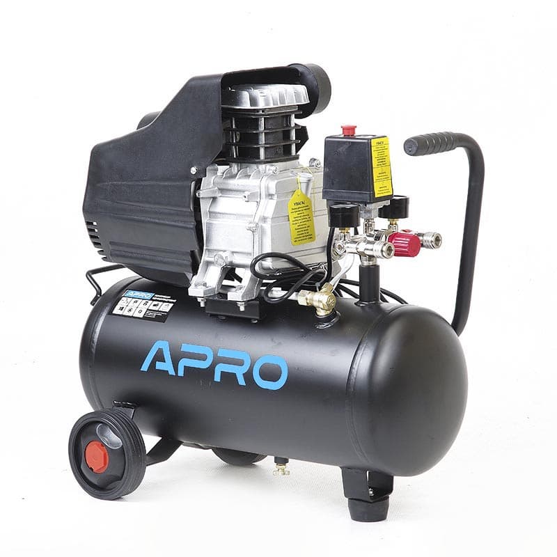 APRO Компресор одноциліндровий OFD-24 8 Бар 1.5 кВт 205 л/хв 24 л (2 крана) + Олива 0,2 л