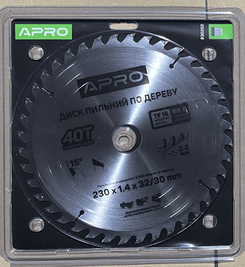 Диск пильний по дереву 230х32(30)х40Т APRO