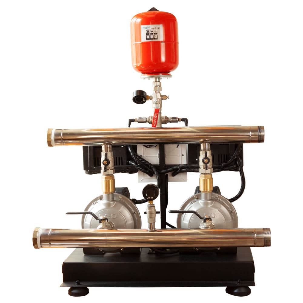 Станція підвищення тиску 2×0.55кВт Hmax 29.5м Qmax 80л/хв нерж 5л + частотне регулювання LEO 3.0 (2 AMSm70/0.55-2AVF-1.1M-5)