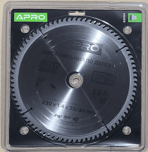 Диск пильний по дереву 230х32(30)х80Т APRO