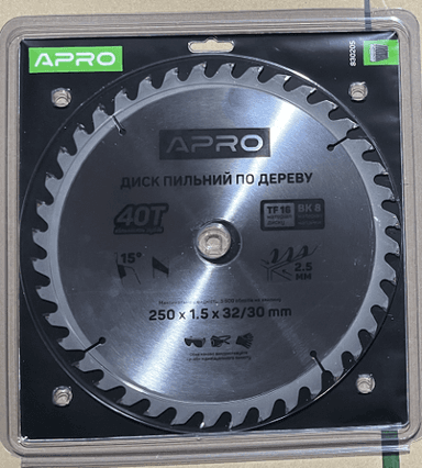 Диск пильний по дереву 250х32(30)х40Т APRO