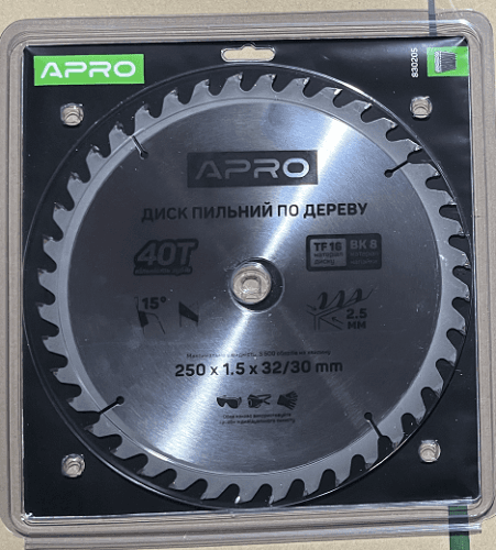 Диск пильний по дереву 250х32(30)х40Т APRO