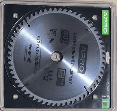 Диск пильний по дереву 250х32(30)х60Т APRO