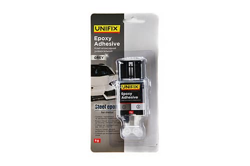 Клей епоксидний двокомпонентний для металу шприц (сірий) 6г UNIFIX