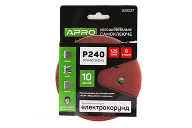 Коло шліфувальне 8 отворів (на липучці) 125мм Р240 APRO